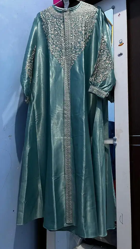 Gamis satin Bordir ukuran XXL