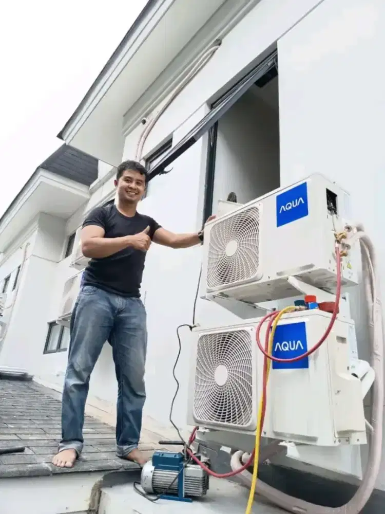 Service AC kulkas pompa air mesin cuci bongkar pasang AC