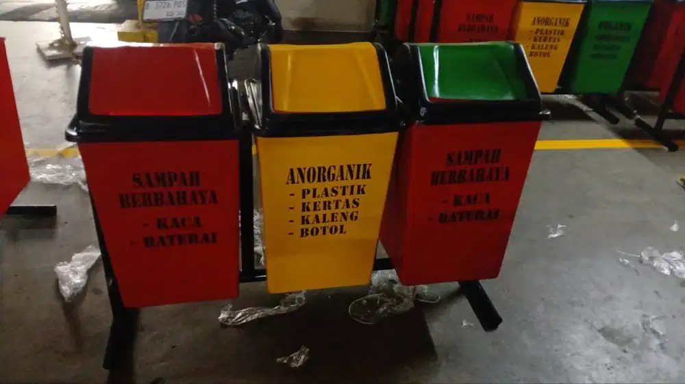 tempat sampah fiberglass kotak 50Liter 3in1