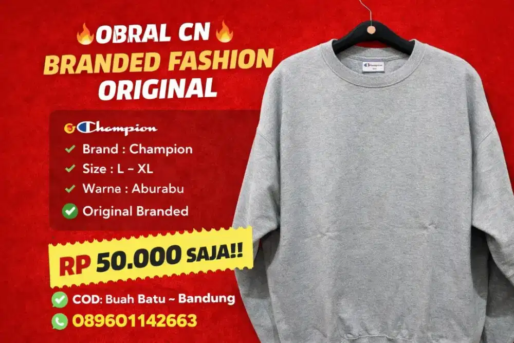 Jual Longsleeve Crewneck Ori CHAMPION/TOMMY size L-XL Modis Casual New