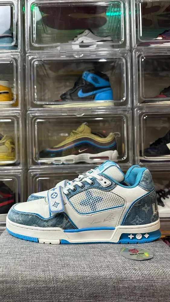 LOUIS VUITTON TRAINER LOW BLUE WHITE VELCRO