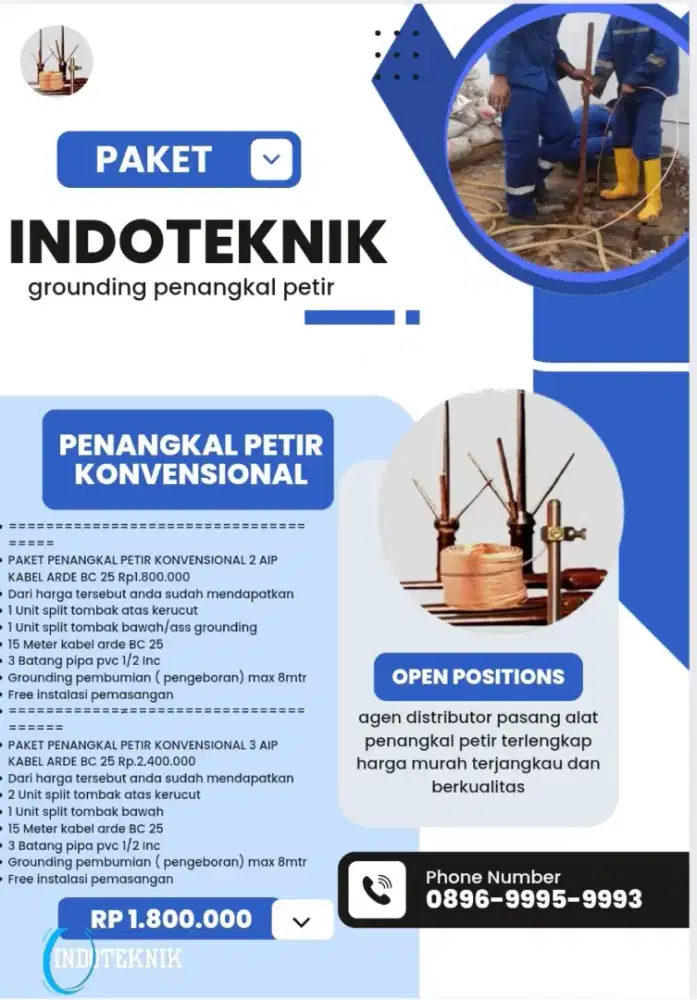 Teknisi ahli jasa pasang penangkal petir Bojongsari Beji Depok