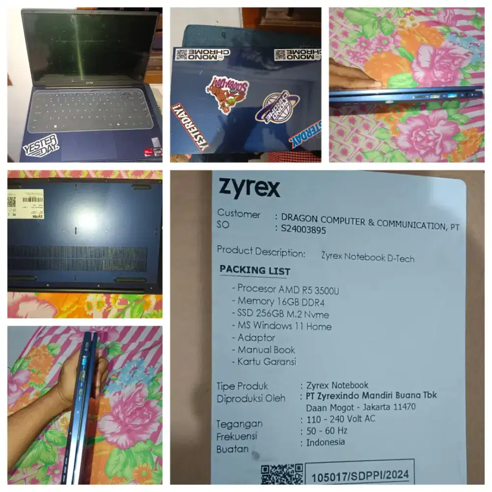 Zyrex notebook D-tech procesor AMD R5 3500U memo 16GB DDR4 SSD 256GB