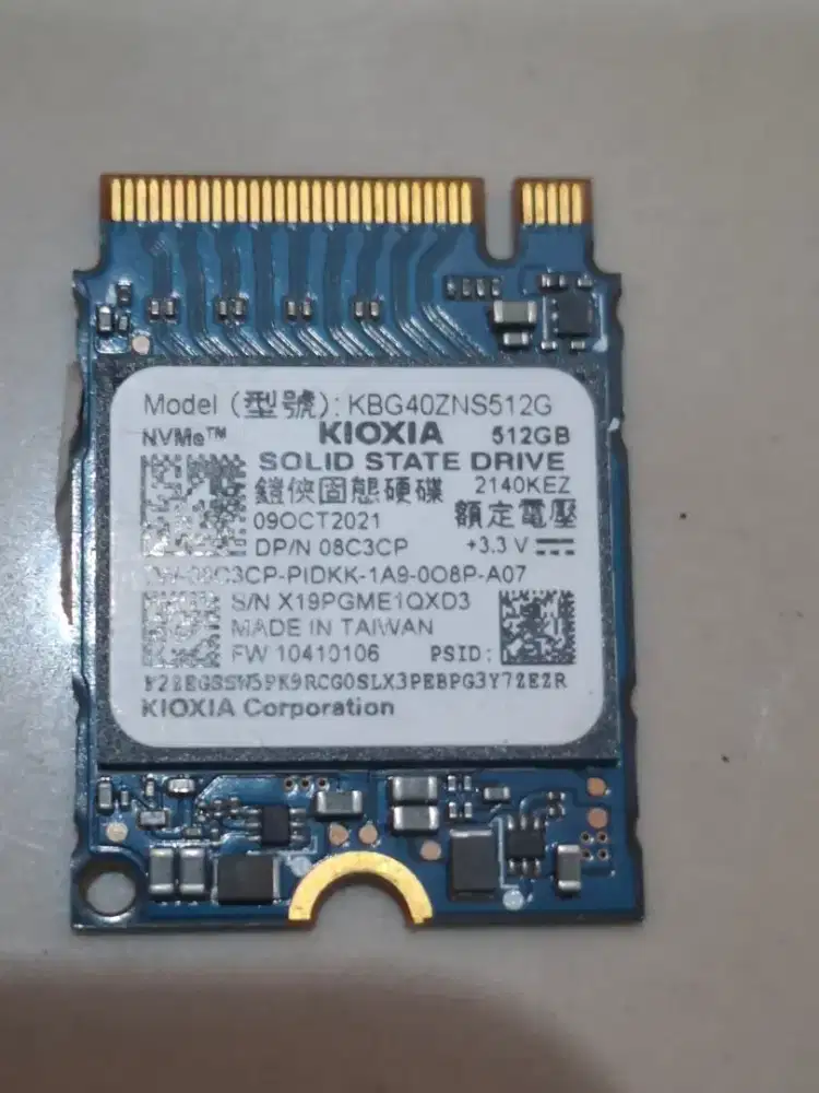 Ssd nvme 2230 512gb merk Kyoxia sentinel 100/86 seken normal