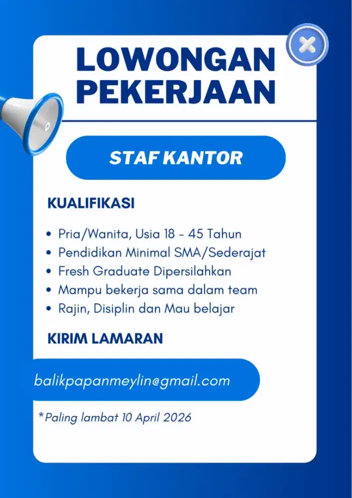 LOWONGAN KERJA STAF PERKANTORAN