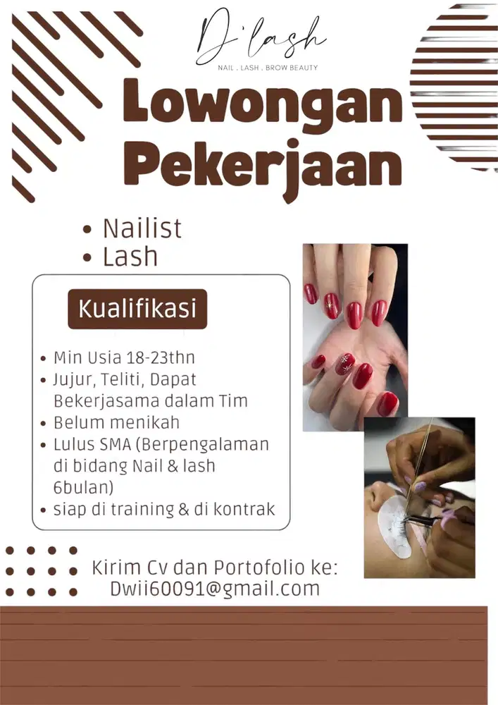 Di butuhkan posisi Nailist & eyelash