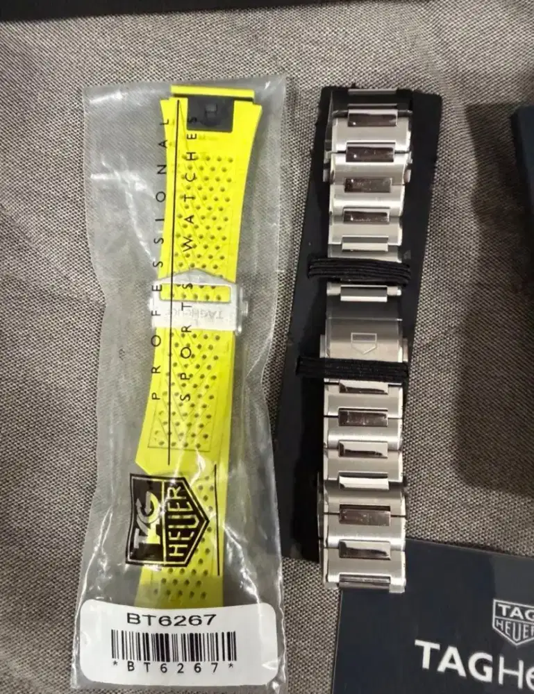 Yellow Rubber & Steel Bracelet Tag Heuer Connected E4 E3 45mm