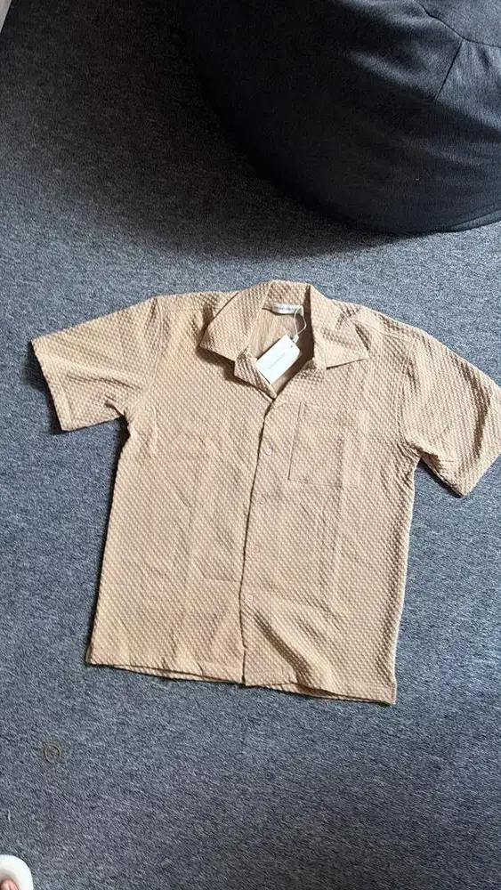 Open collar Crinkle gauze Mocca brown - M