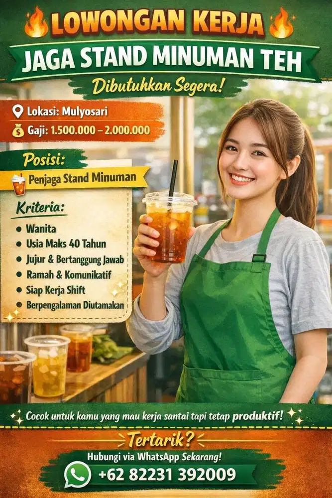 LOWONGAN KERJA JAGA STAND MINUMAN TEH