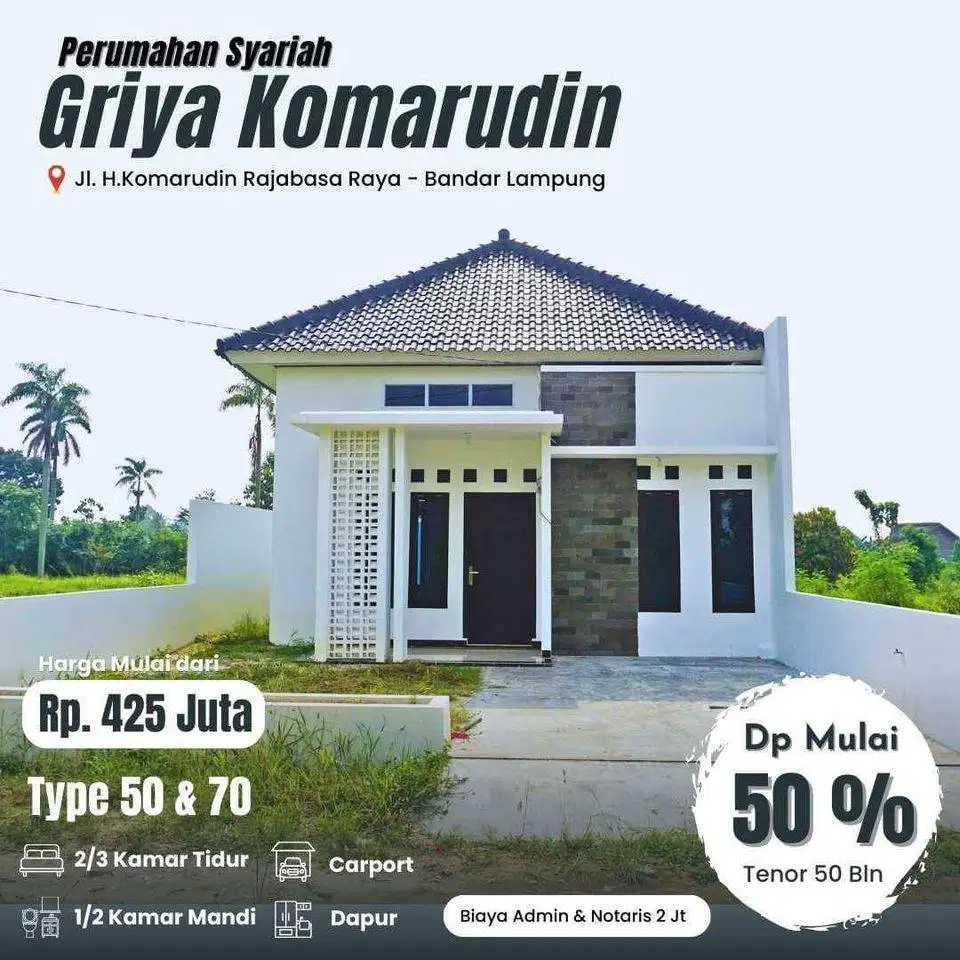 RUMAH DEKAT UNILA RAJABASA LAMPUNG DP MURAH BISA DICICIL