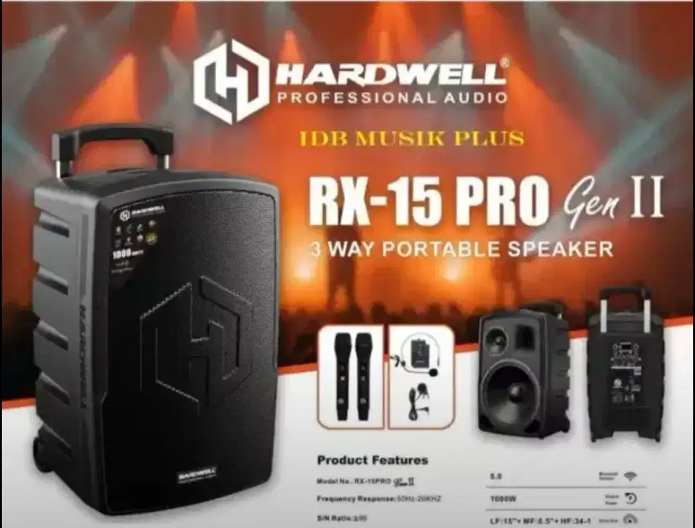 Speaker aktif portablr hardeell rx 15 pro rx 15pto 1000 watt original