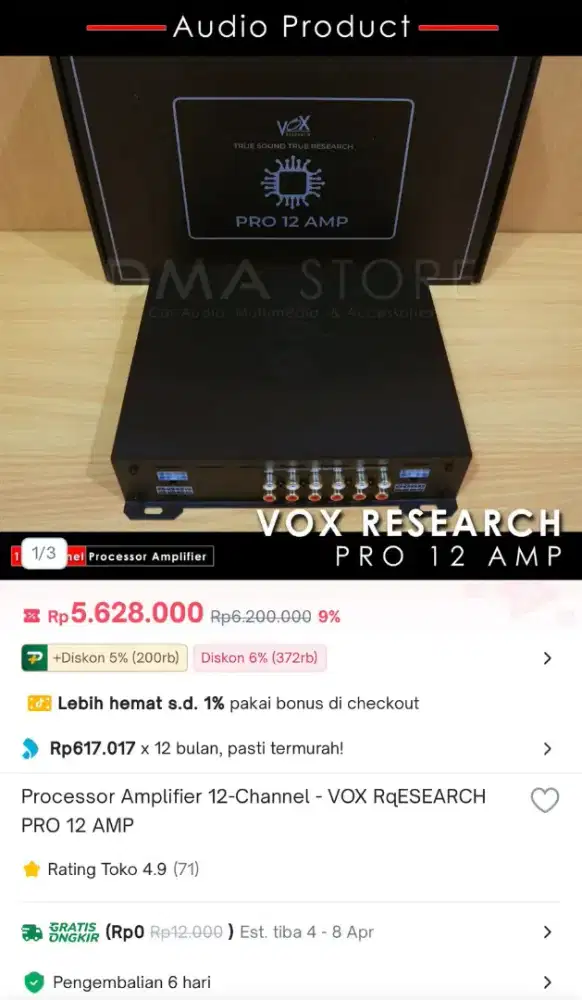 DSP Vox 12 channel dan sub kolong Domination