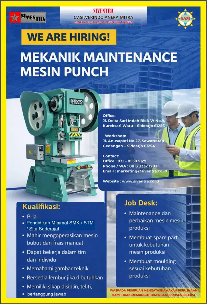 mekanik maintenance mesin punch