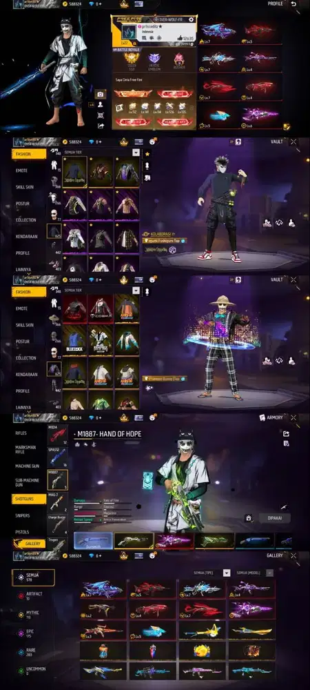 Jual akun ff sultan bnyk Evo