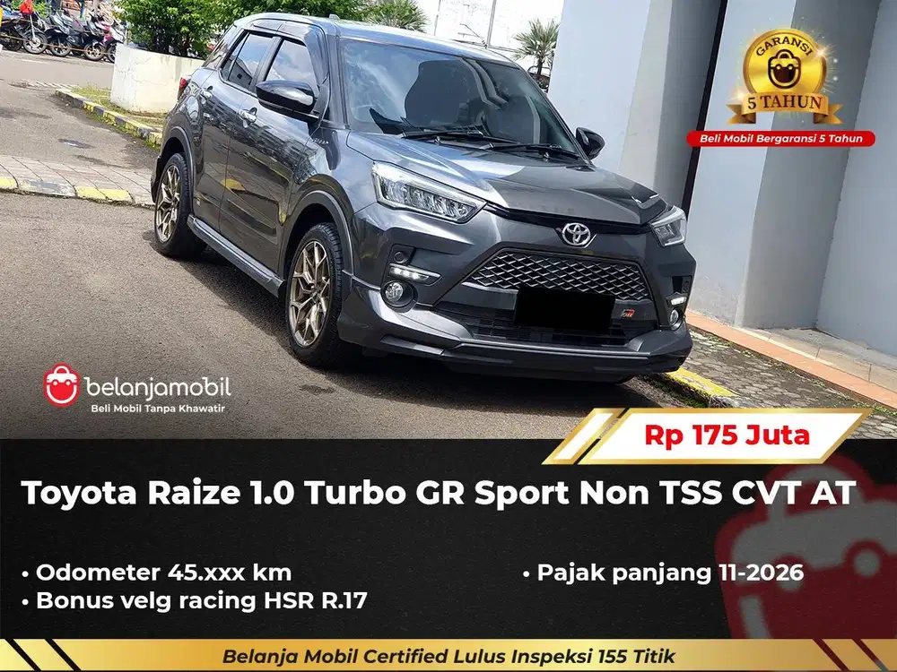 [ GARANSI 5TH ] Toyota Raize 1.0 Turbo GR Sport Non TSS AT 2022/2023