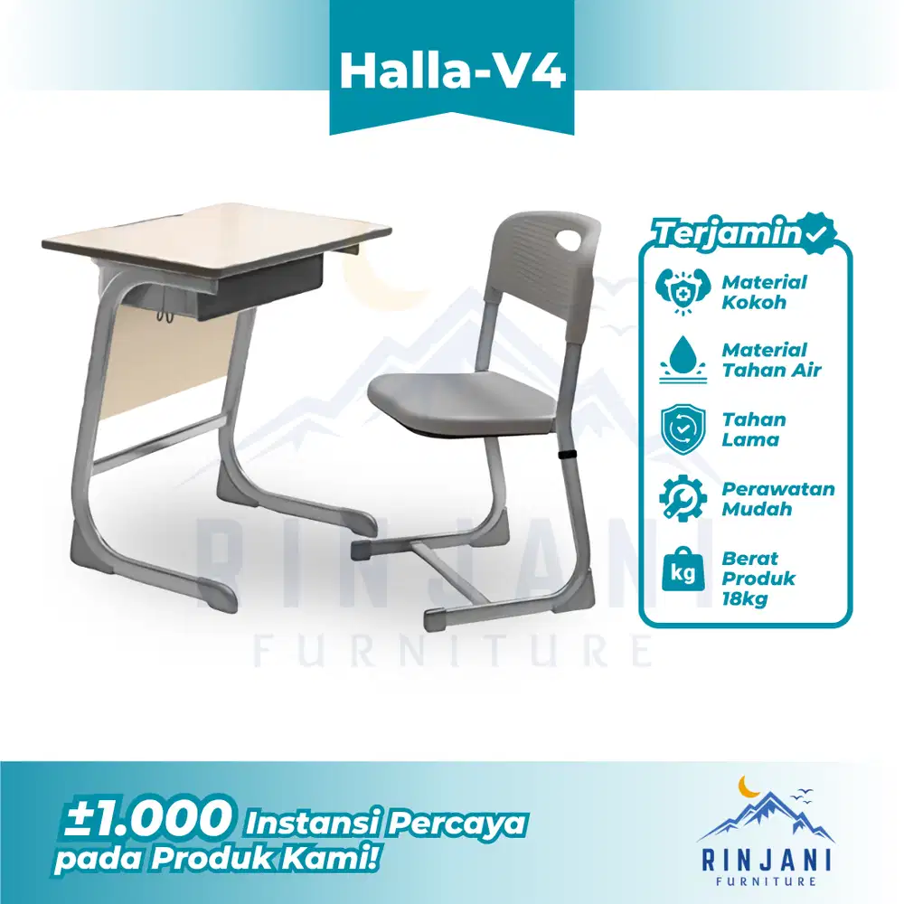 Meja Siswa Sekolah - Kursi Siswa Besi | Meja Kursi Sekolah (HALLA V4)