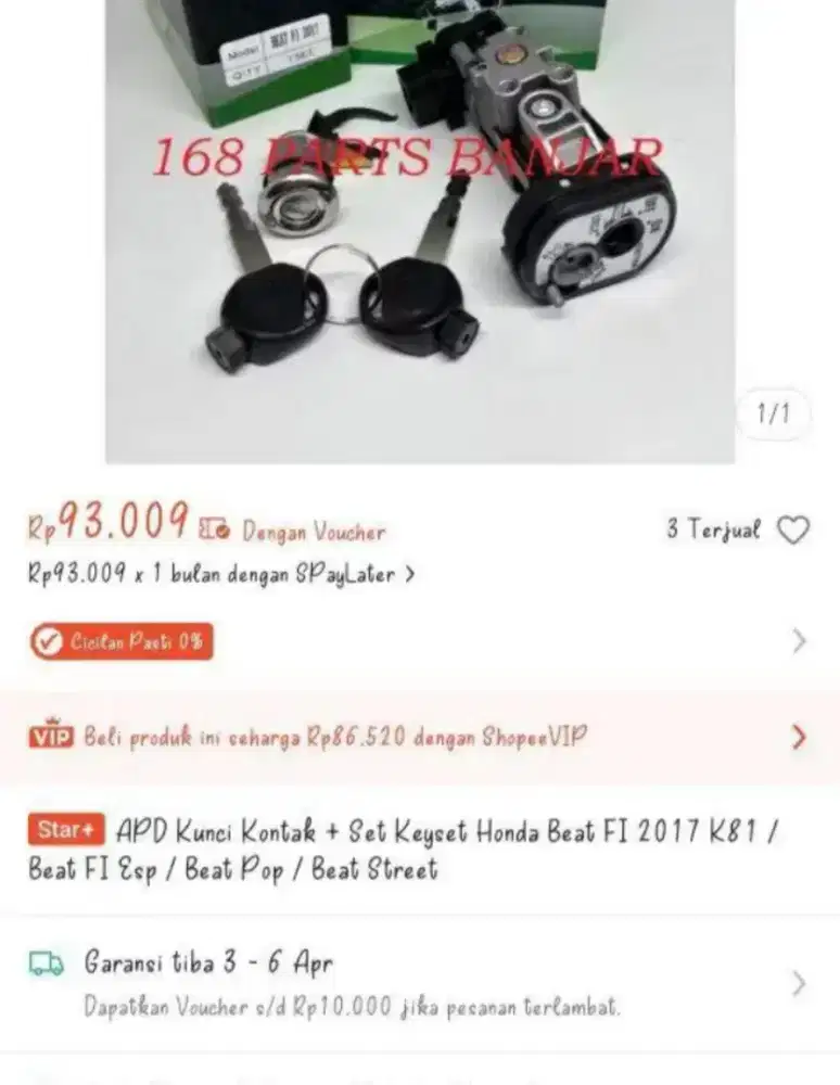 1 set Kunci kontak & jok