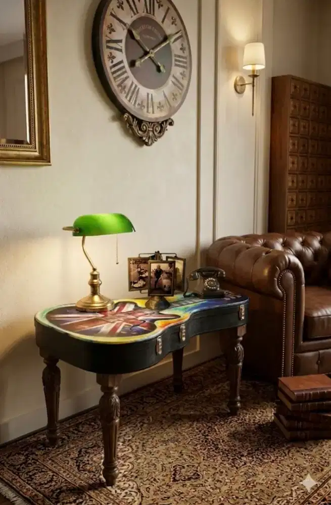 Satu set Lampu duduk meja tidur dan frame bingkai antik vintage lawas