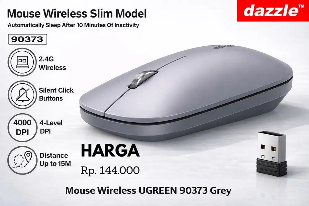 Mouse Wireless Ugreen 90373 Grey
