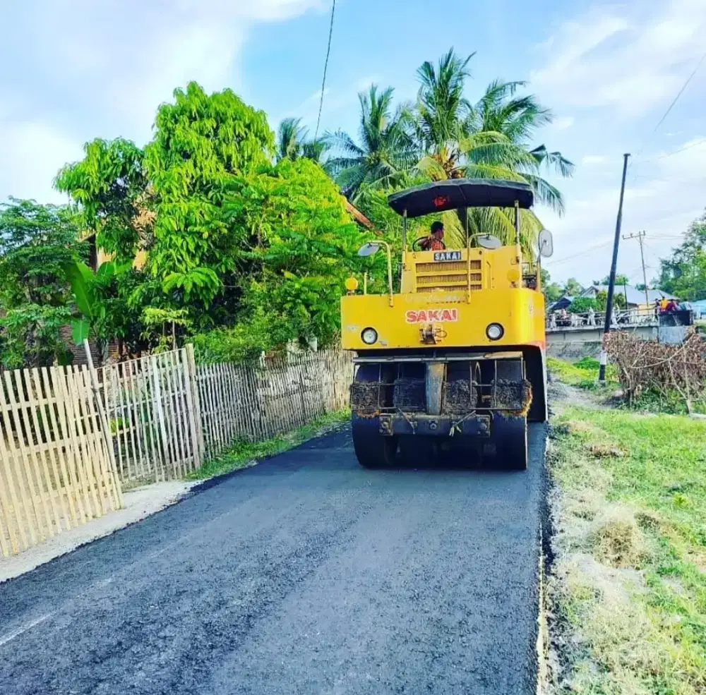 Cut and fill aspal jalan cor paving hotmix turap beton land clearing