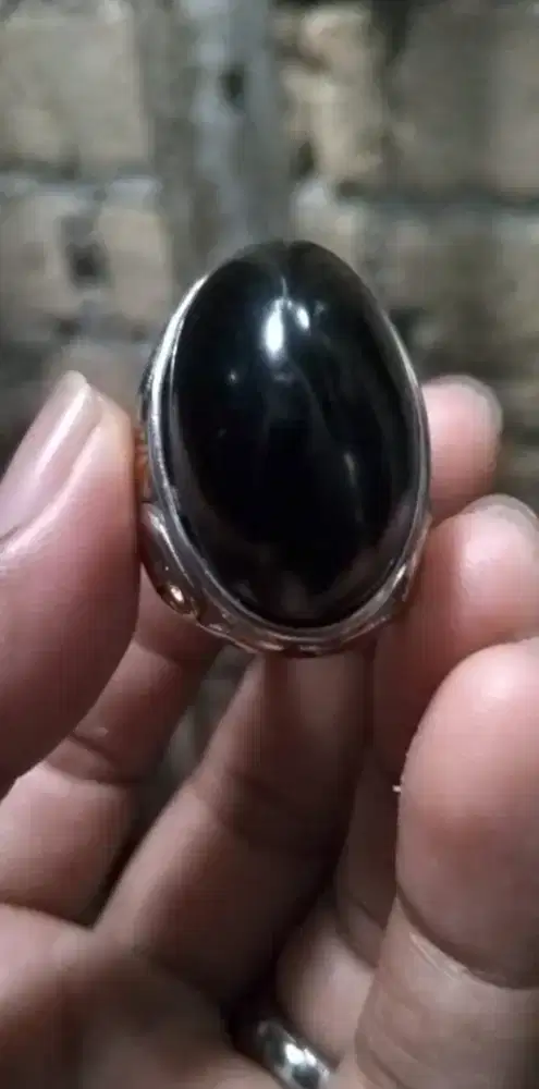 Batu cincin akik fosil gali kelor hitam