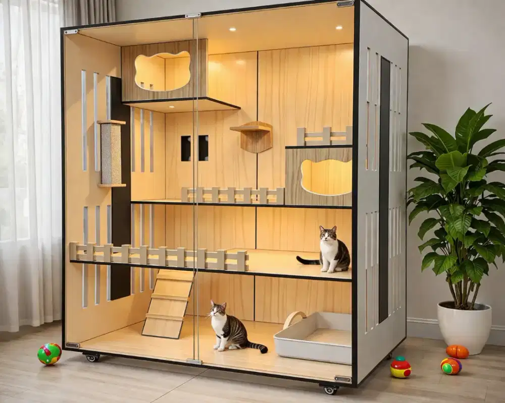 Rumah Kucing Kandang Anabul Kayu kondisi 90% siapa pakai gratis ongkir