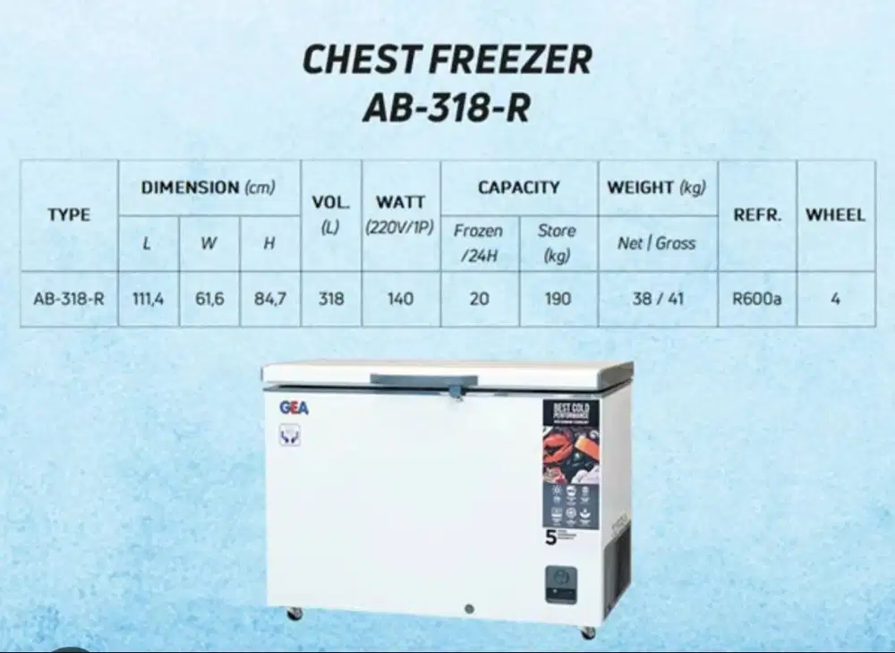GEA CHEST FREEZER AB 318R
