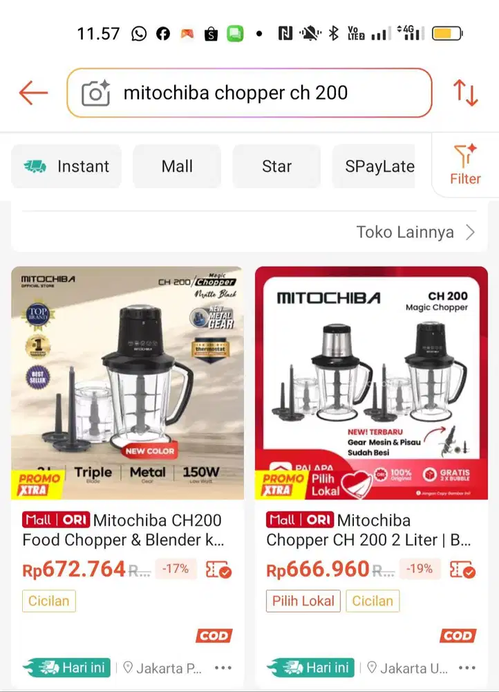 CHOPER PENGHALUS DAGING DAN BUMBU MERK MITOCHIBA TIPE CH 200 GRESS