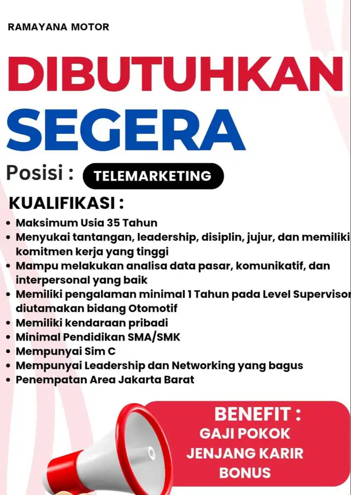 DIBUTUHKAN TELEMARKETING