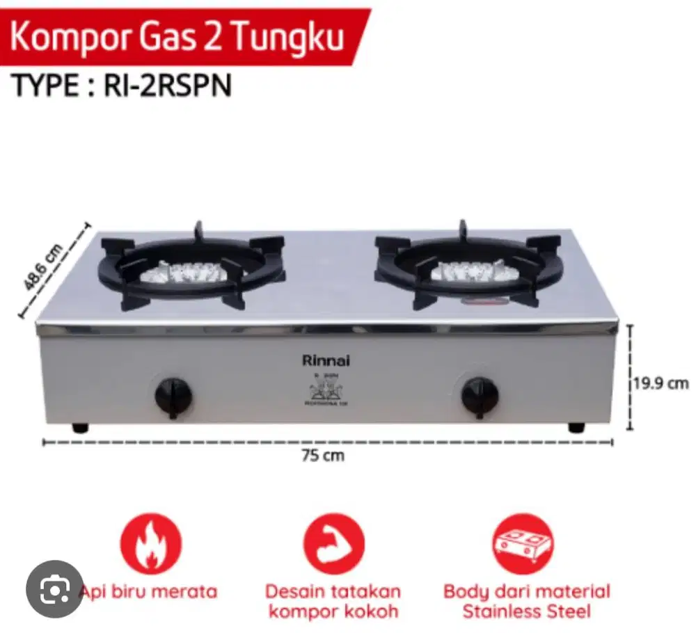 RINNAI KOMPOR GAS 2 TUNGKU