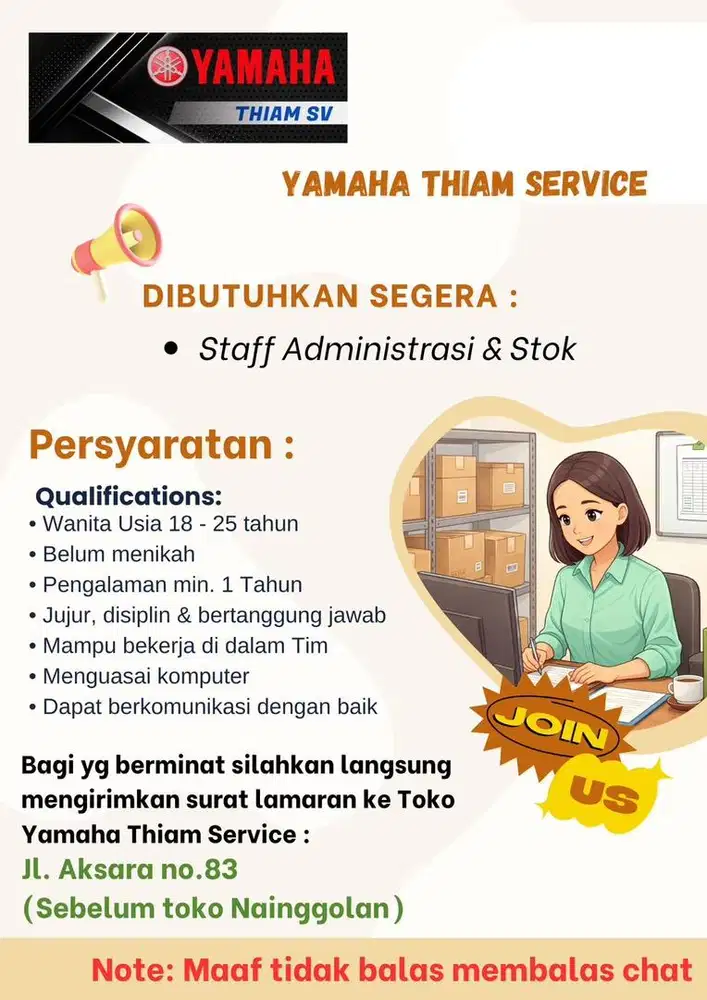 Lowongan kerja Administrasi Stok