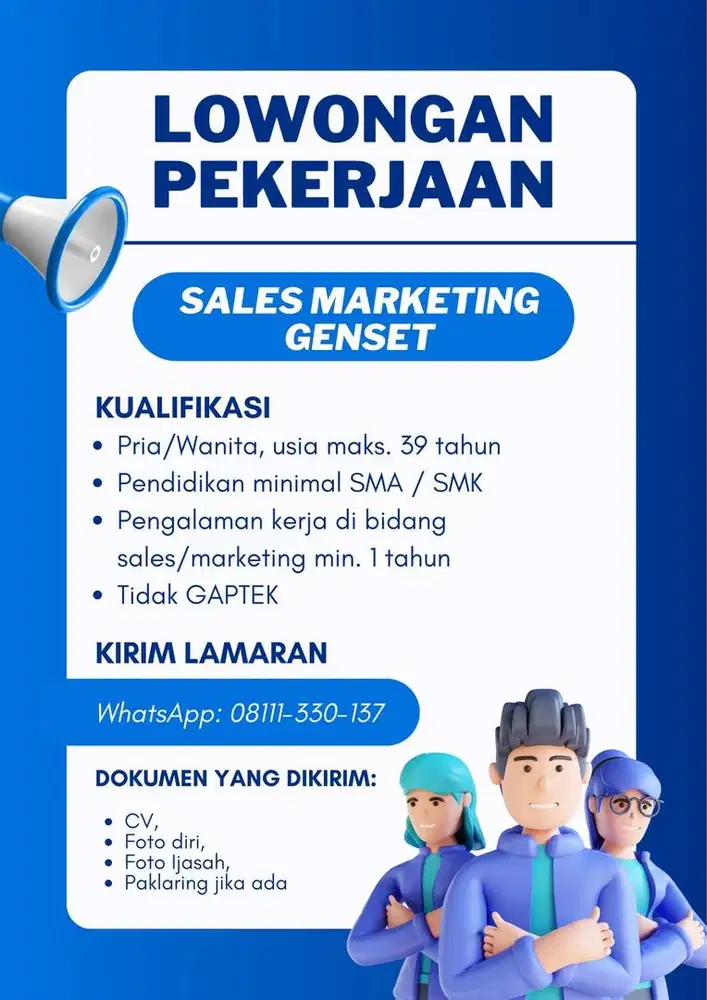 Lowongan Kerja Sales Marketing Genset Jakarta