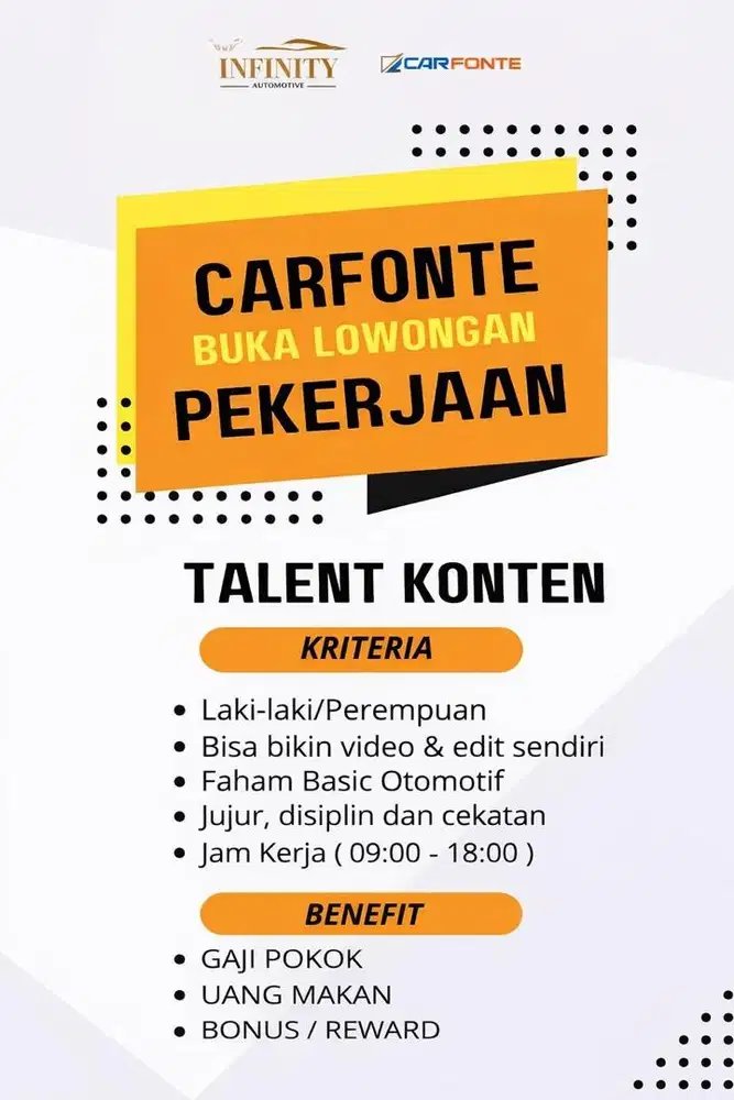 Lowongan pekerjaan showrom carfonte