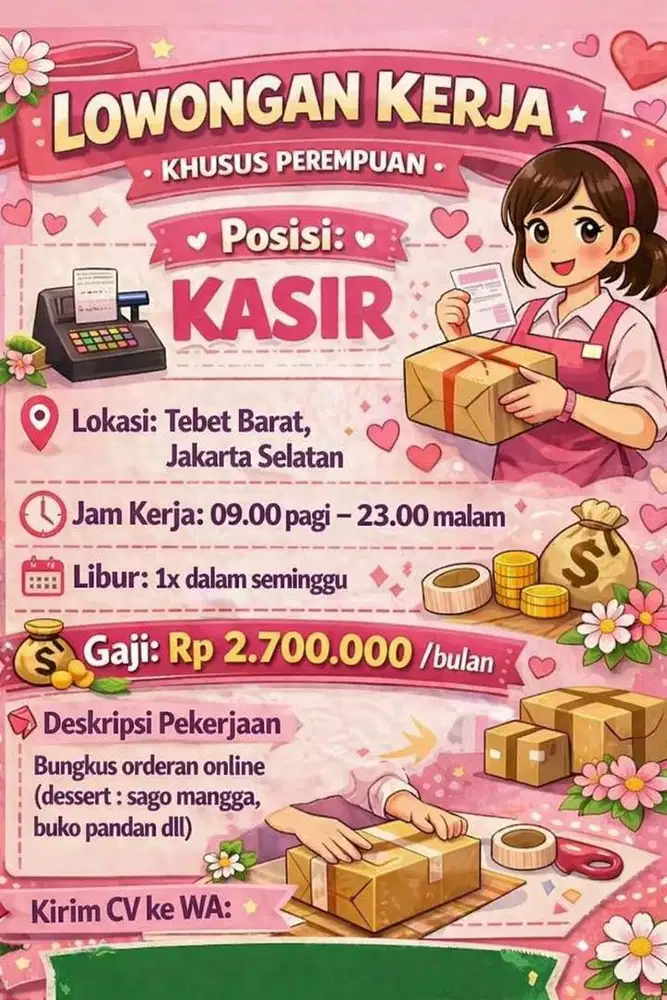 Lowongan Kerja Kasir khusus Perempuan