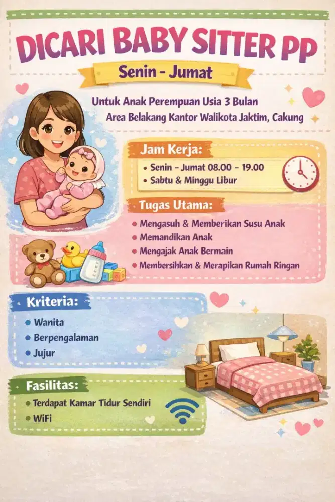DICARI BABY SITTER / PENGASUH PP CAKUNG