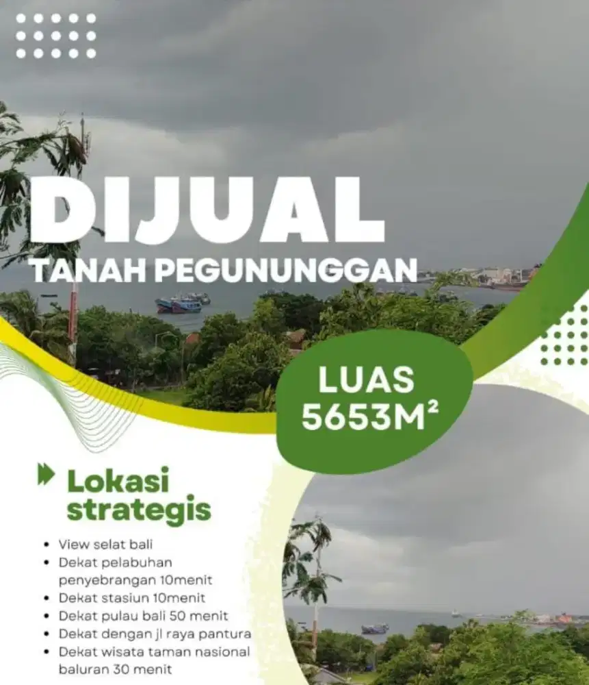 Lahan strategis dengan view selat bali