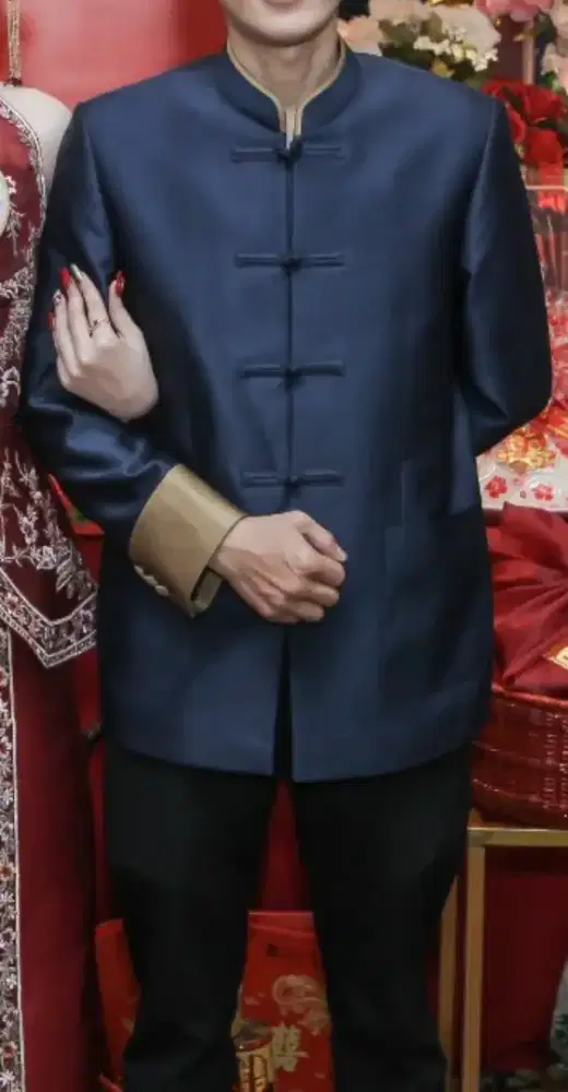 Changsan Pria Cheongsam Jas Adat Sangjit Teapai Pernikahan Wedding Jas