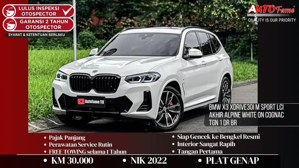 KM30RB BMW X3 xDrive30i M Sport LCi NIK 2022 Akhir Alpine White On Cog