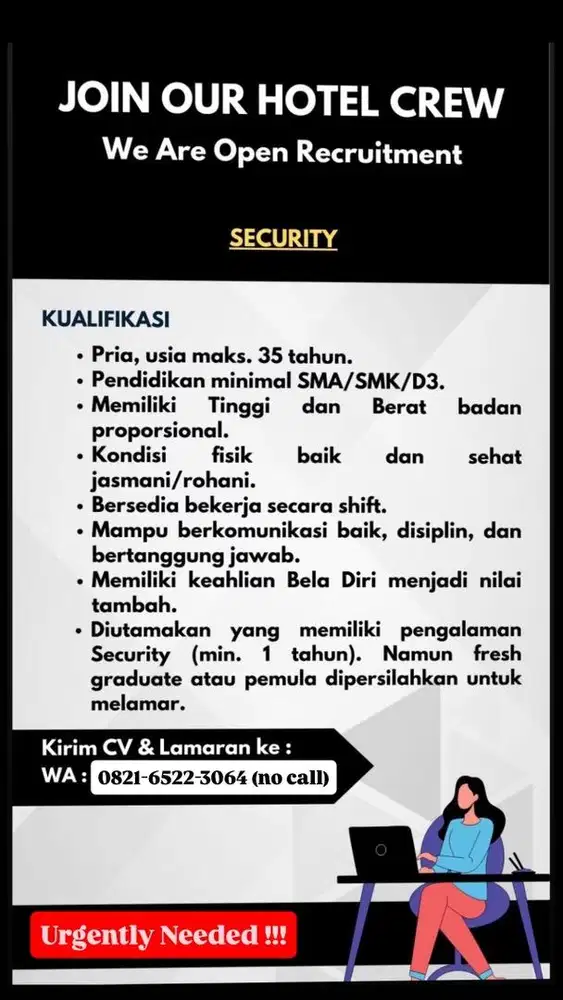 Dibutuhkan Segera Security Hotel