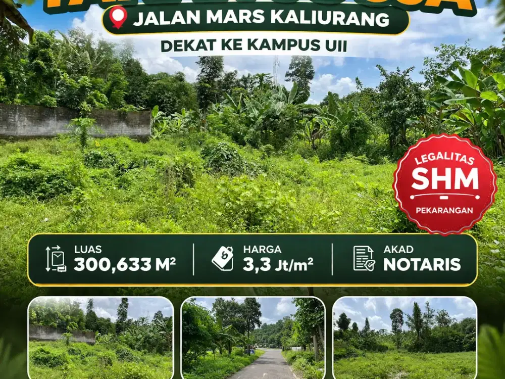 Tanah Jogja Kost Area Kampus UII Kaliurang SHM Pekarangan