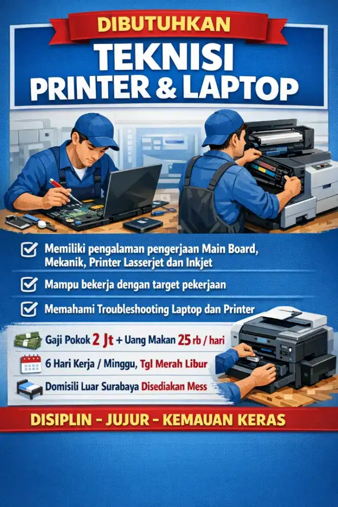 lowongan teknisi laptop dan printer