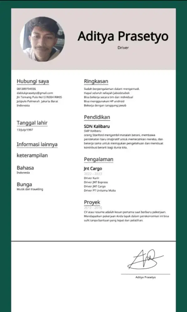 Mencari pekerjaan sebagai driver