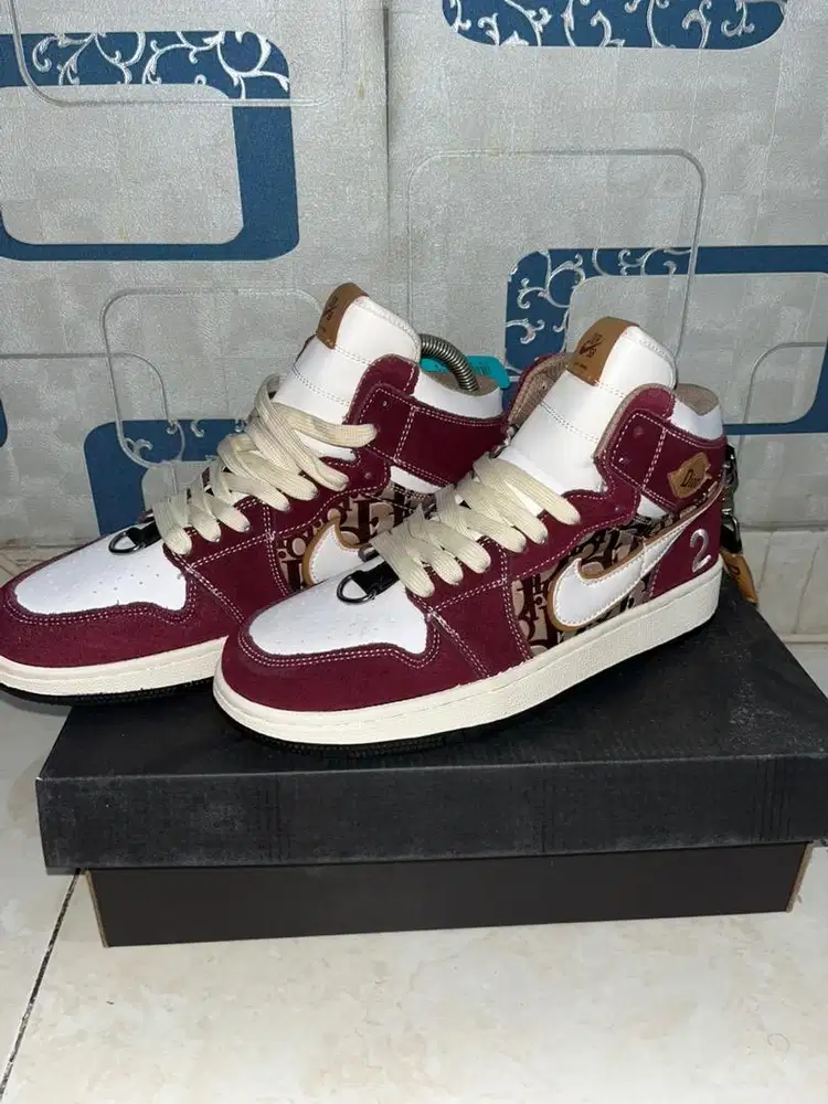 dior x jordan 1 burgundy red