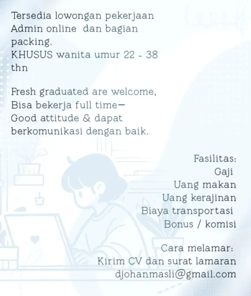 lowongan kerja packing dan admin online