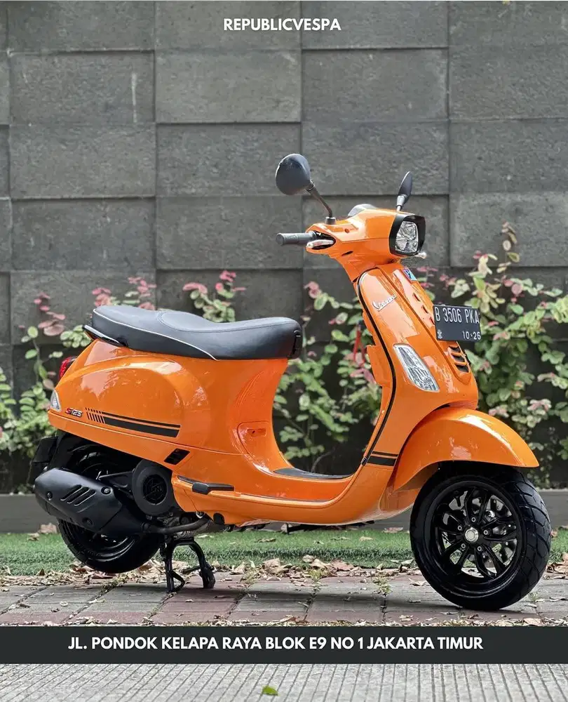 PIAGGIO VESPA S125 IGET LED FACELIFT TH 2021 WARNA ORANGE TAORMINA Per