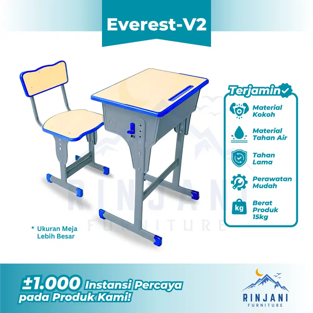 Meja Kursi Siswa Everest V2 - Bangku Sekolah Besi | Meja Kursi SMP