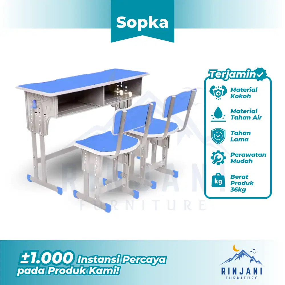 Meja Sekolah Ganda - Kursi Meja Sekolah | Bangku Sekolah (Tipe SOPKA)