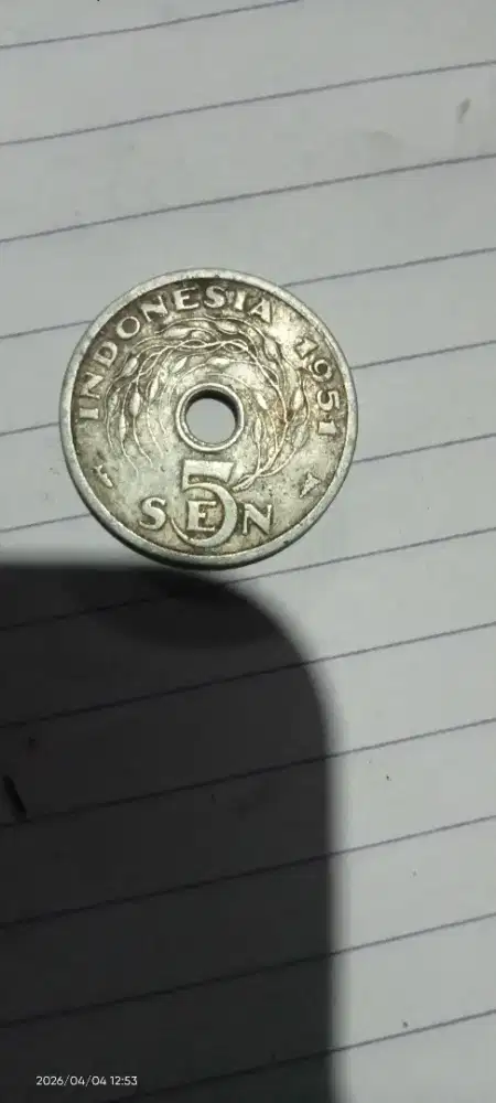 Koin kuno 5 sen Indonesia 1951