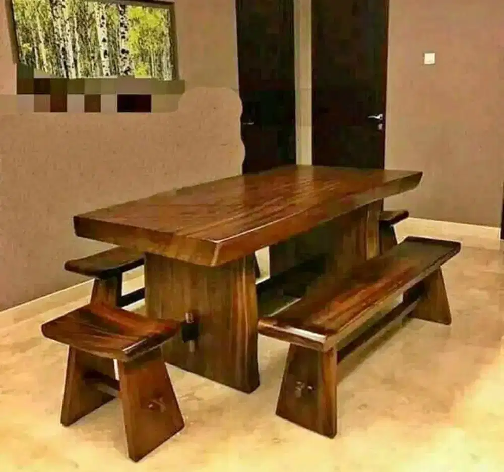 Meja cafe trembesi solid