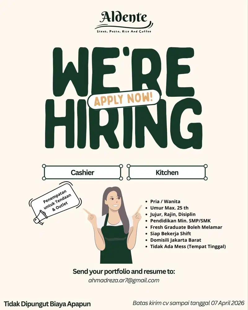 Lowongan Pekerjaan Cashier & Kitchen